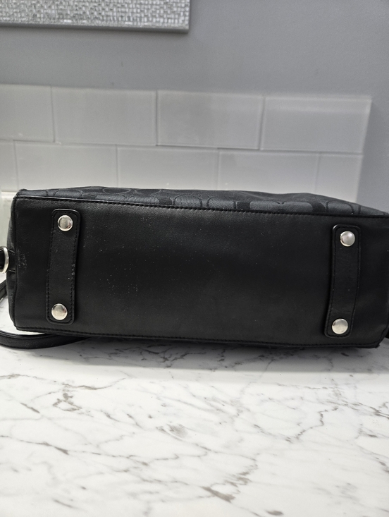 Coach Black Signature Satchel with Leather Trim - Picture 4 of 4